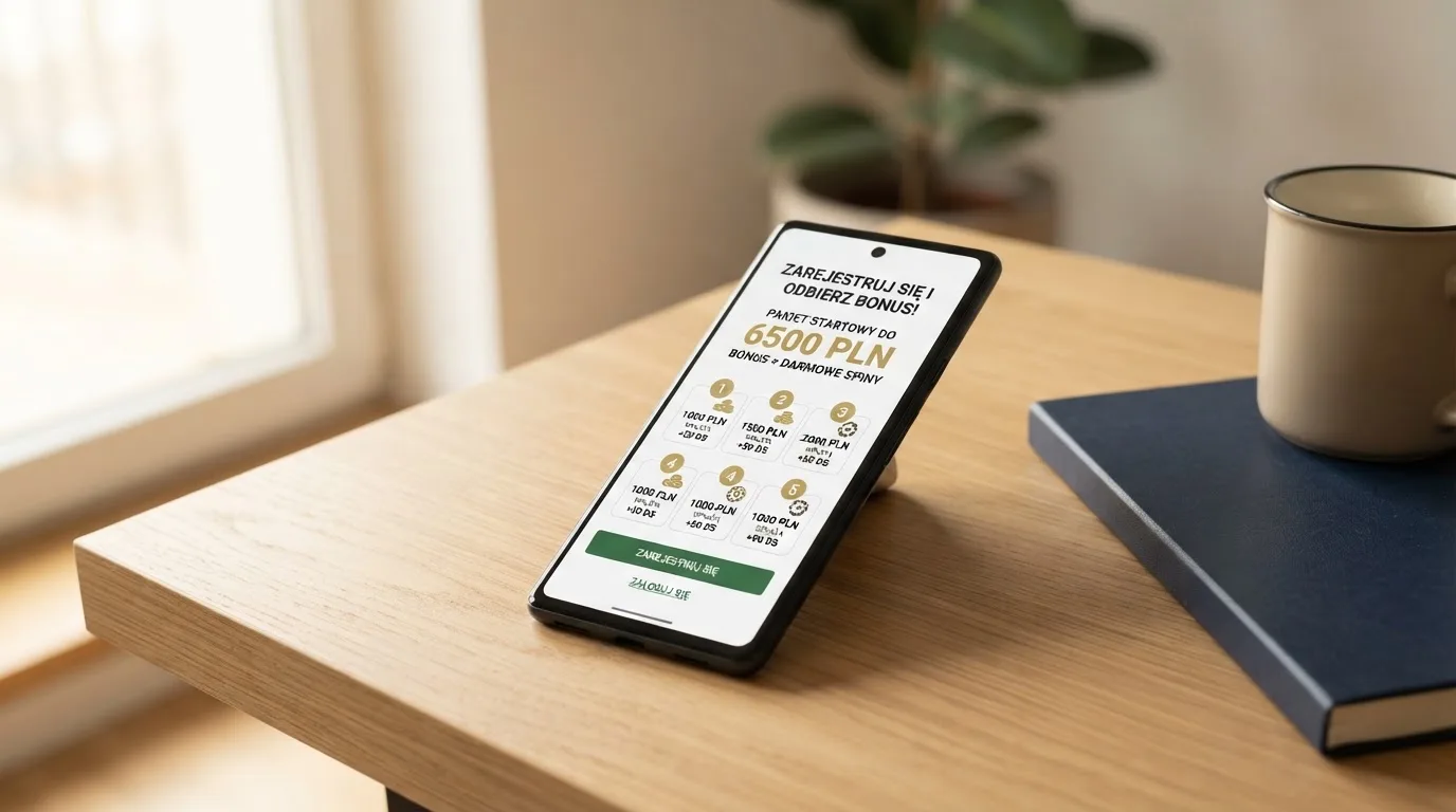 Ekran z warunkami bonusu powitalnego podczas rejestracji w kasynie online