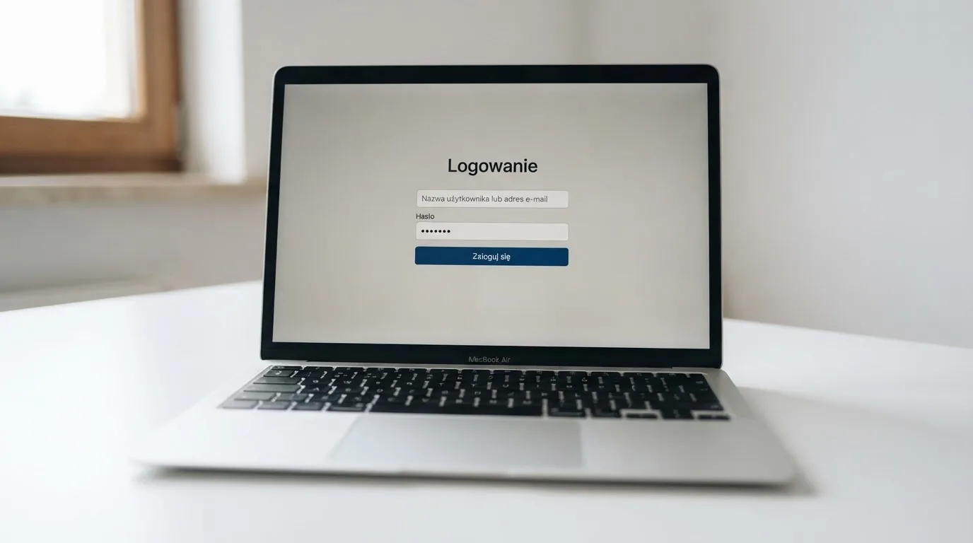Strona logowania oficjalnej platformy Total Casino na ekranie laptopa, jedynego legalnego kasyna online w Polsce